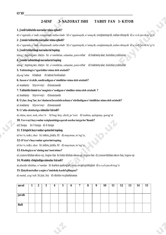 2_sinf_3_nazorat_ishi_tabiiy_fan_1_ktob_yuzasidan — PDF