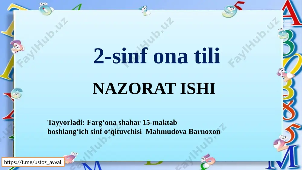 2-sinf ona tili nazorat ishi 2-chorak — PPTX