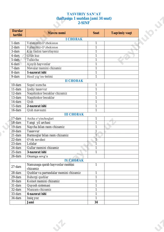 tasviriy san’at 2-sinf 2025-2026 — PDF