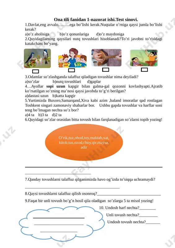 ona tili nazorazt ishi 1 — DOCX