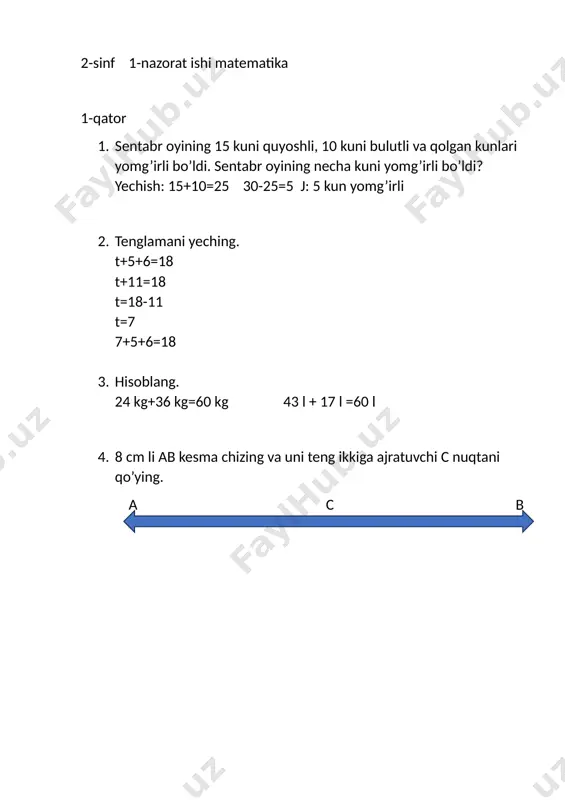 2-sinf matematika 1-ni javoblari — DOCX