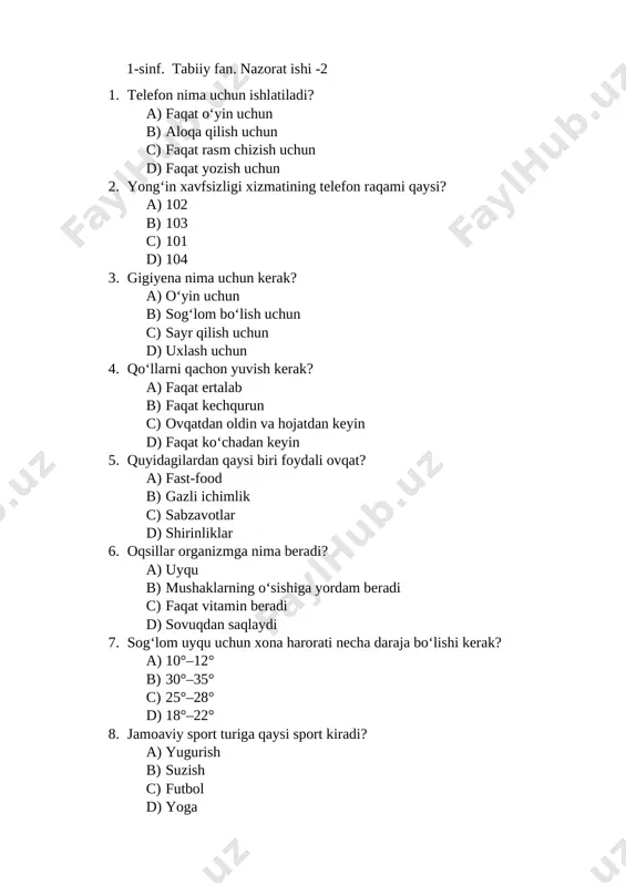 1_sinf_tabiiy_fan_nazorat_ishi_2_g'ayratxo'jayevna — DOCX