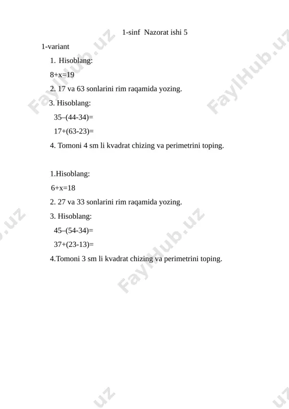 matematika 5-nazorat ishi — DOCX