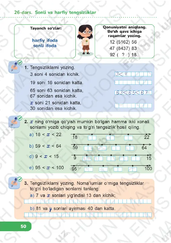 matematika 1-sinf 4-chorak 26-30-darslar — PDF