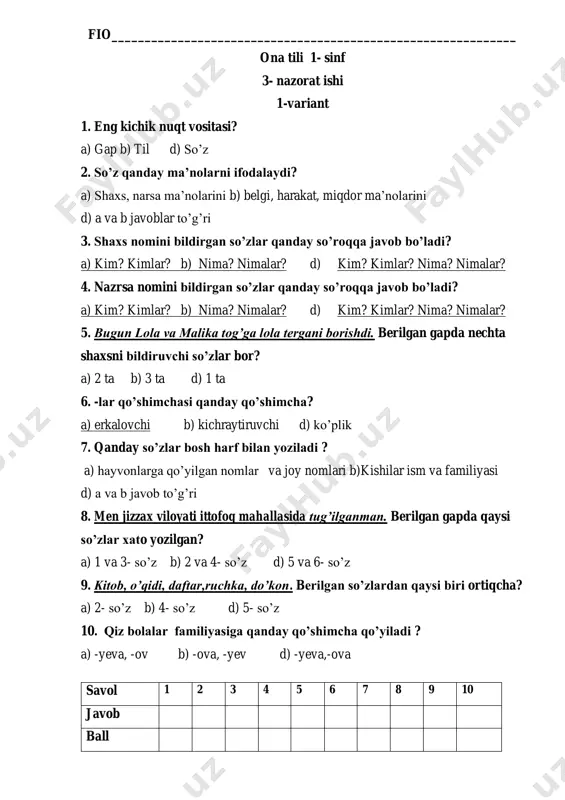 3- nazorat ishi — PDF