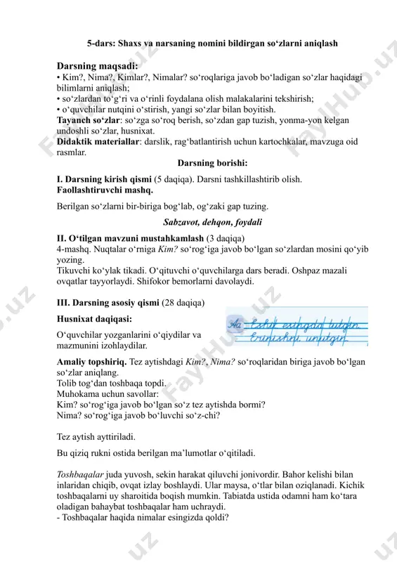mq ona tili 1-sinf 4-chorak 5-8-darslar — PDF