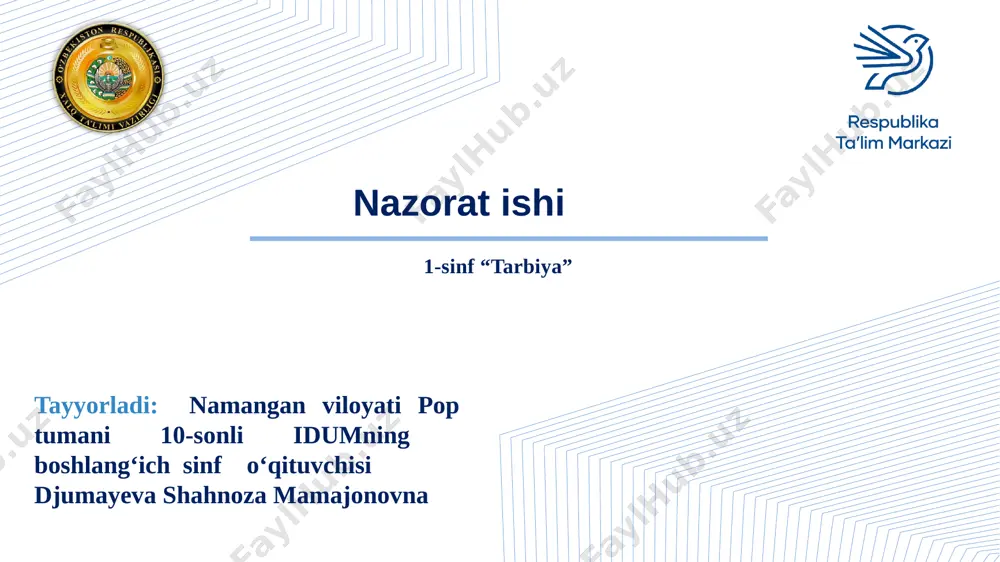 1-sinf tarbiya nazorat ishi — PPTX