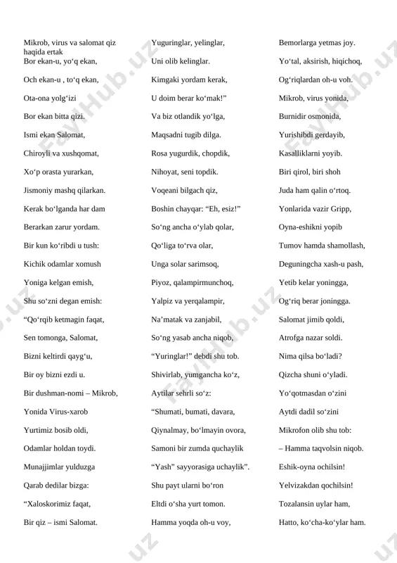 mikrob virus va salomat qiz ertagi — DOCX