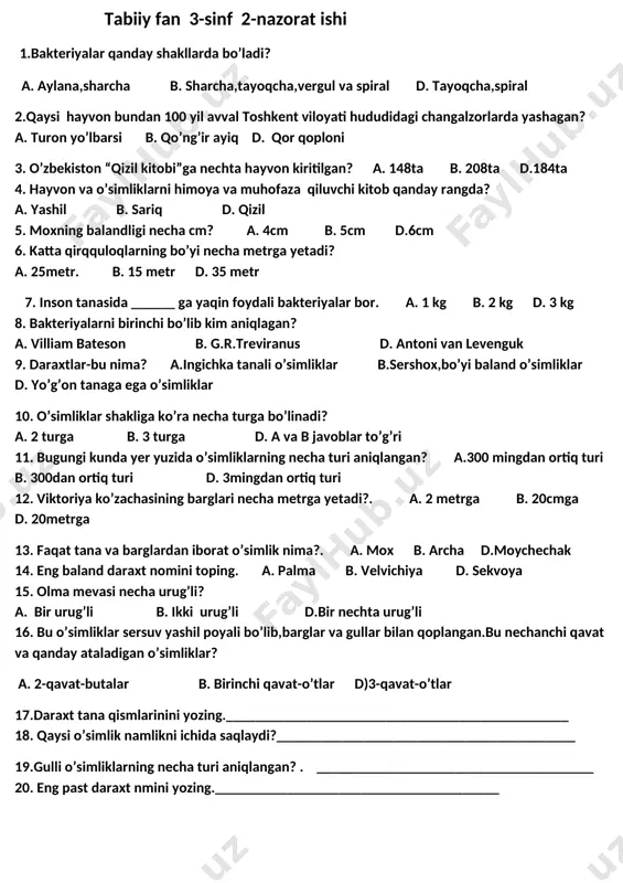 tabiiy_fan_3_sinf_1_chorak_2_nazorat_ishi_ — DOCX
