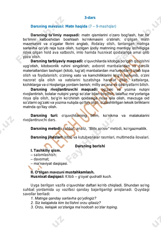 ona tili 3-sinf (3-dars) — PDF