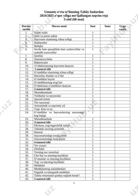 tmr tabiiy fan 3-sinf 2024-2025 — DOCX