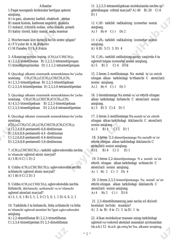 organik kimyo test kitob (3) — PDF