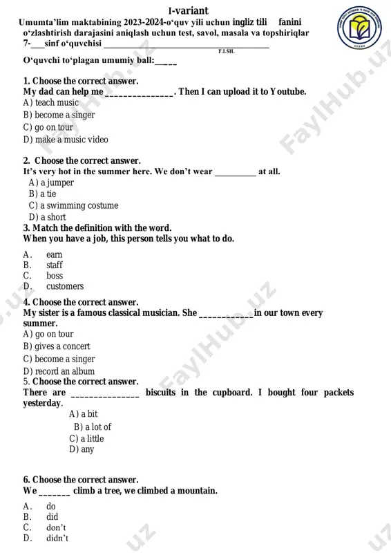 7-sinf. option 1 — PDF