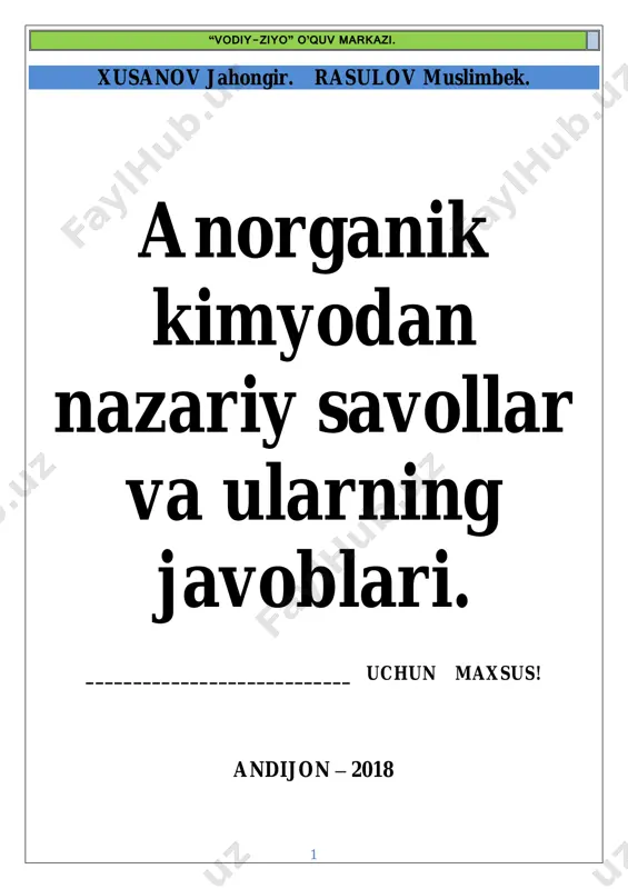 anorganik ishlatilish vodiy ziyo-2018 — PDF
