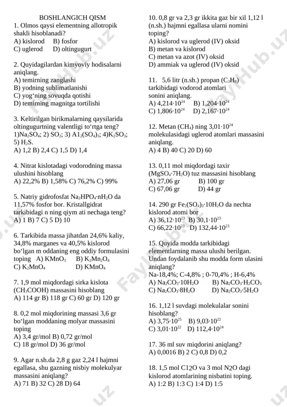 30talik javobli test — DOCX