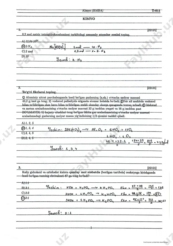 milliy sertifikat namunaviy yechimlari — PDF