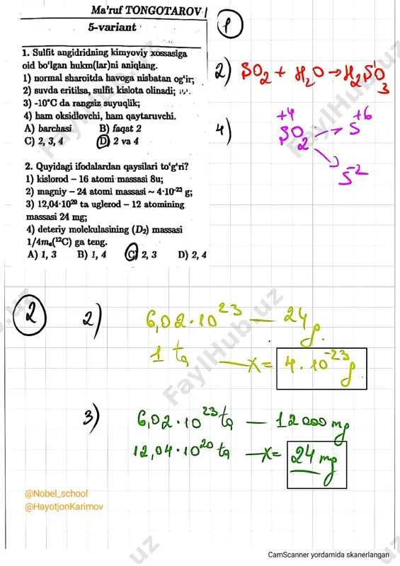 maʼruf tongotarov m.s 5-variant yechimi — PDF