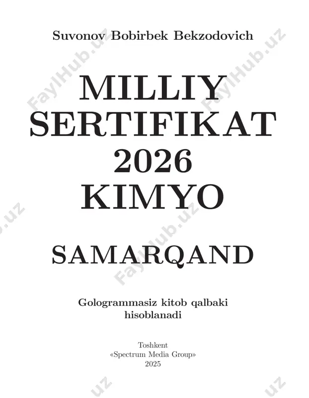 milliy sertifikat 2026. kimyo - bobirbek suvonov (namuna) — PDF