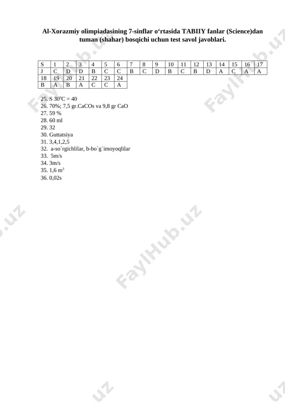 al-xorazmiy science g7 javoblari — DOCX