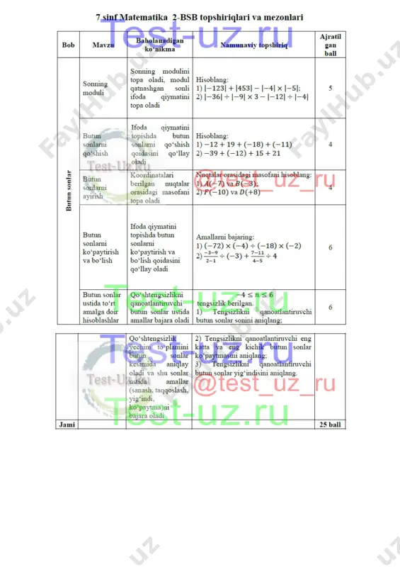 7 sinf matematika bsb-2 demo — PDF