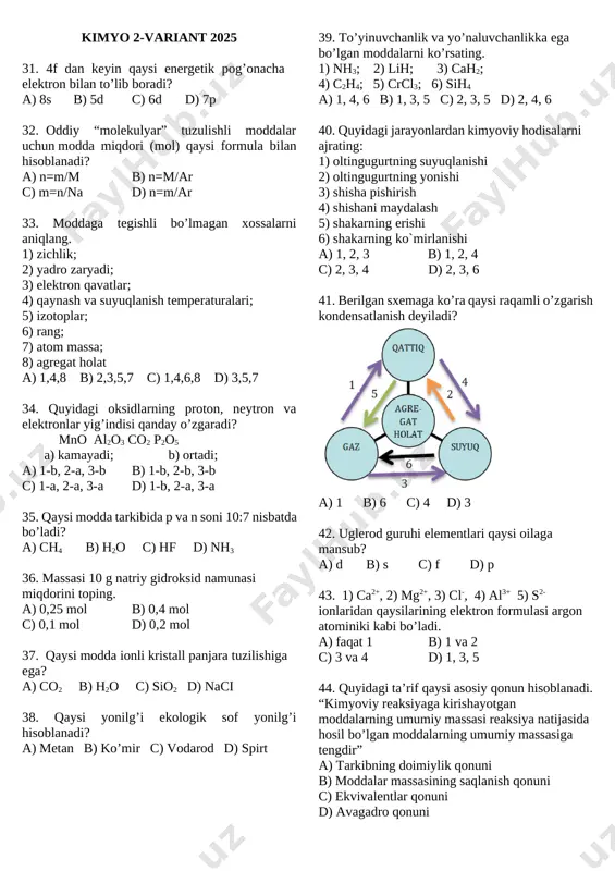 kimyo 2 var — DOCX