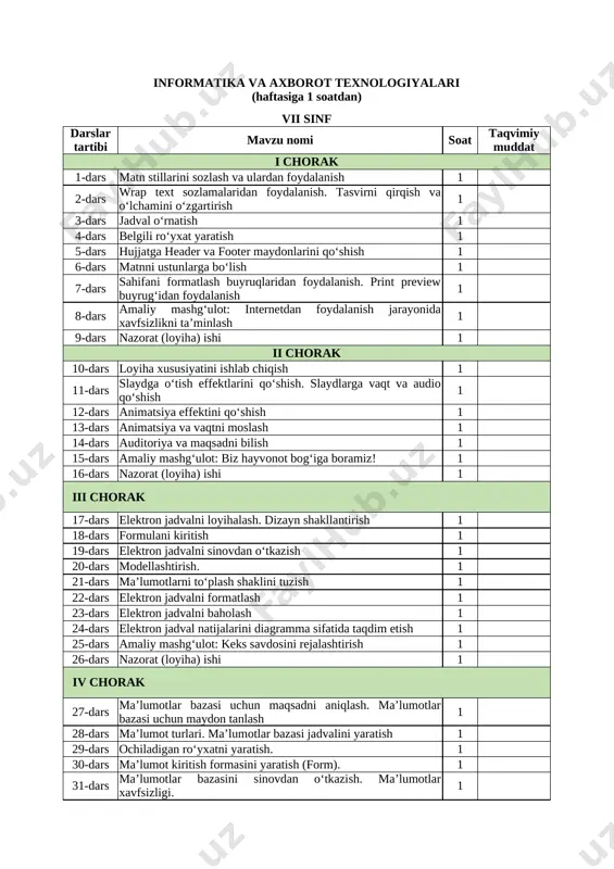 7-sinf informatika yillik 2025-2026 @e_baza_ishreja — XLSX