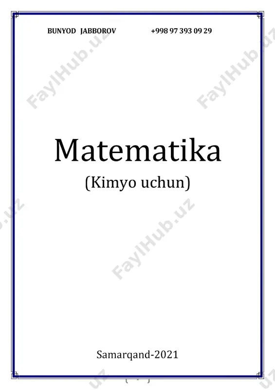 matematika (kimyo uchun) — PDF