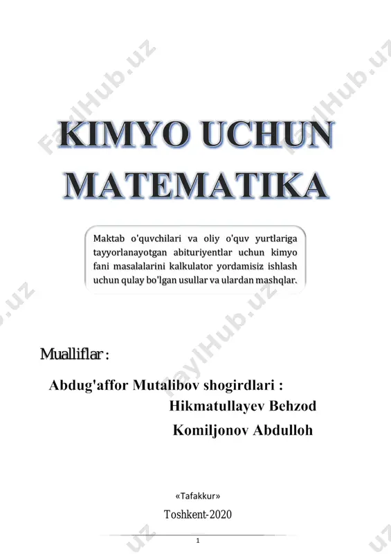 __kimyo uchun matematika @gulistonkimyo (1) — PDF