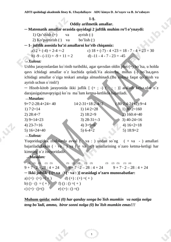 matematik ifodalar — DOCX