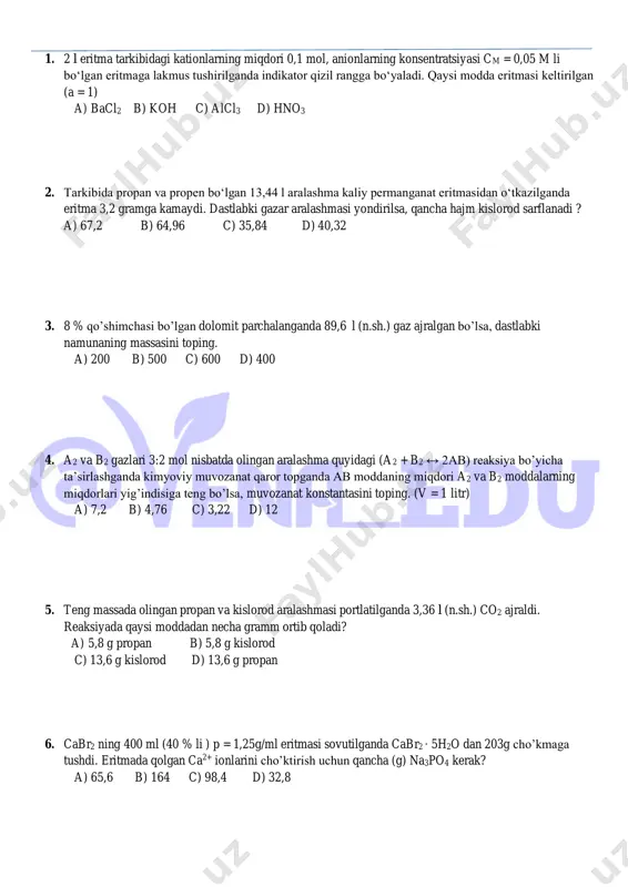 kimyo milliy sertifikat 43-talik (javobli) — PDF