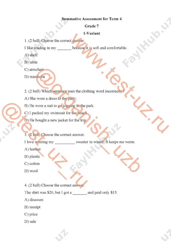 7 sinf english chsb-4 var 1 — PDF