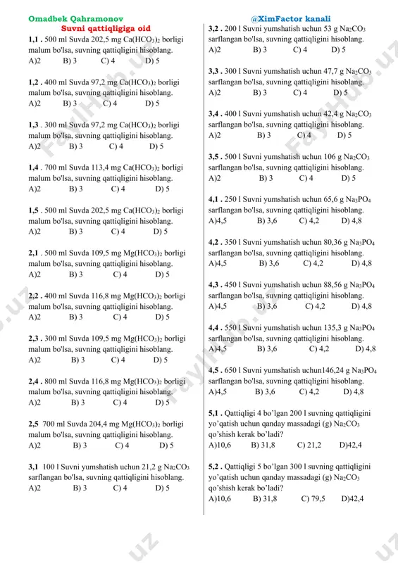 suvni qattiqligi. masala — PDF