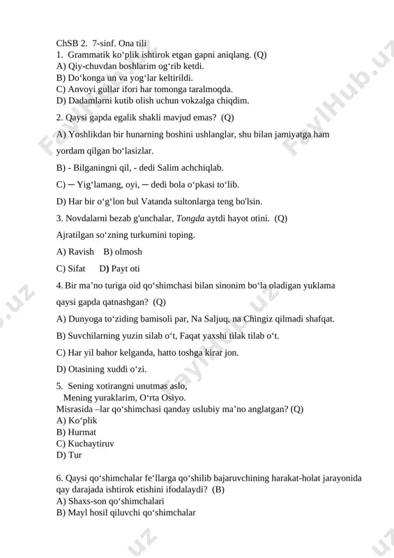7-sinf chsb -2 ona tili demo — DOCX