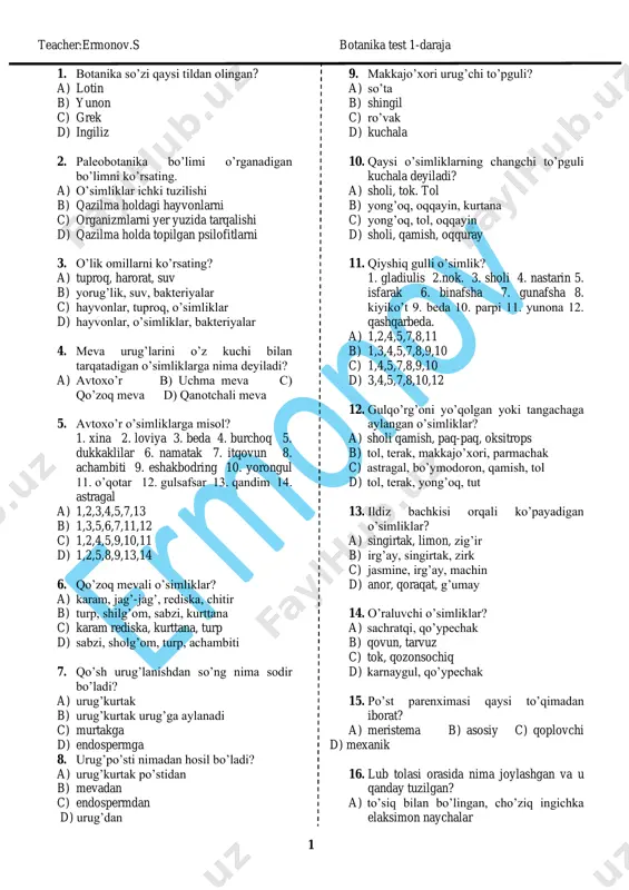 botanika test.i-qism — PDF