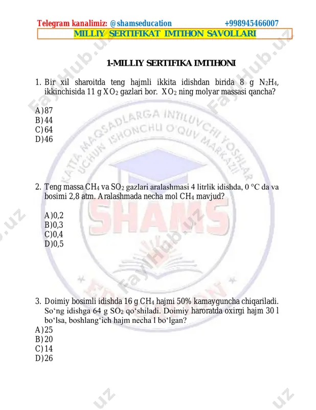 1- milliy sertifikat imtihoni — PDF