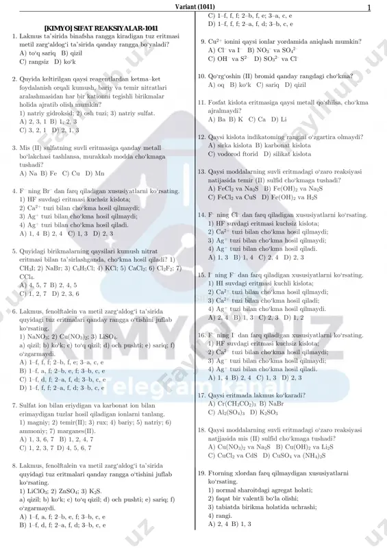 [kimyo] sifat reaksiyalar-@kimyo_biz — PDF