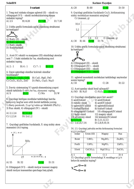 oksid asos kislota tuz kalit — PDF