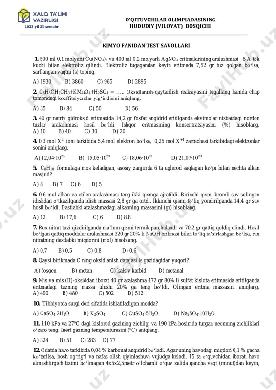 kimyo test — PDF