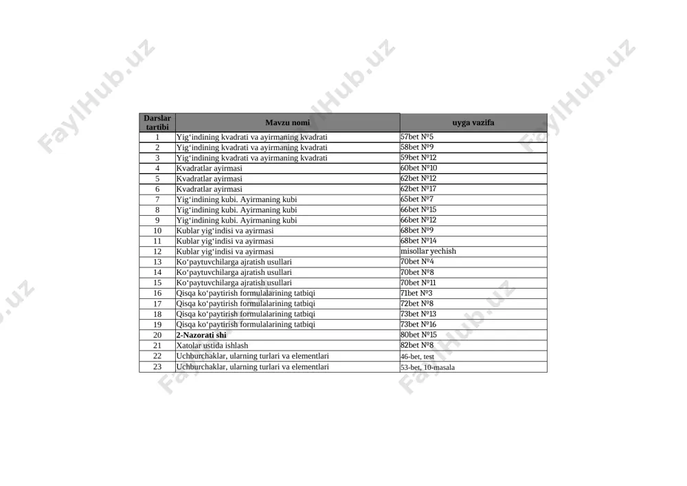 7-sinf matematika 2-chorak @e_baza_ishreja — XLSX