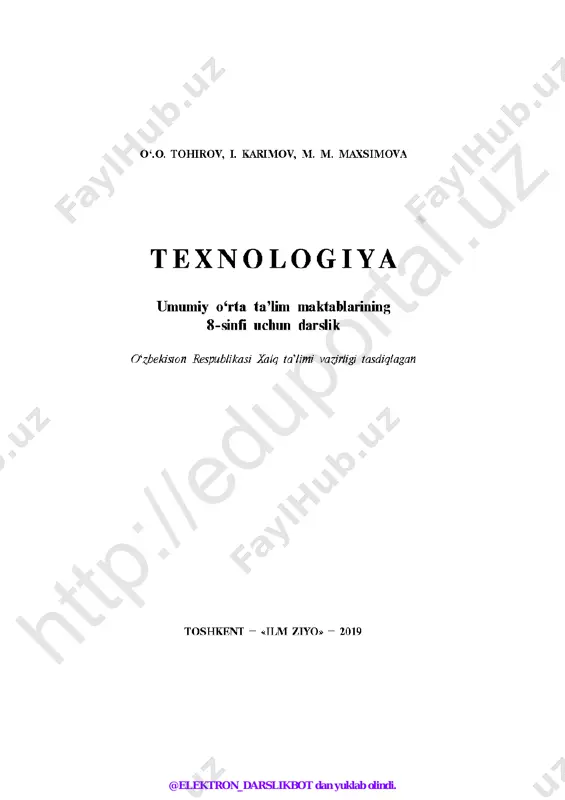 8-sinf texnologiya 2019 (@elekton_darslikbot) — PDF
