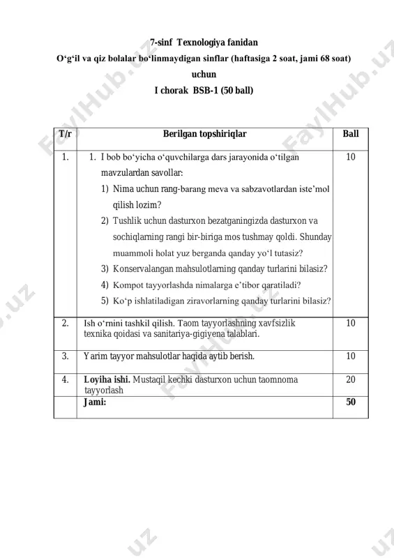 7_sinf_texnologiya_1_chorak_bo'linmaydigan_bsb_@summativ_formativ — PDF