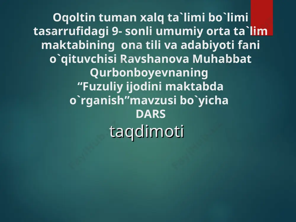 fuzuliy taqdimoti — PPT