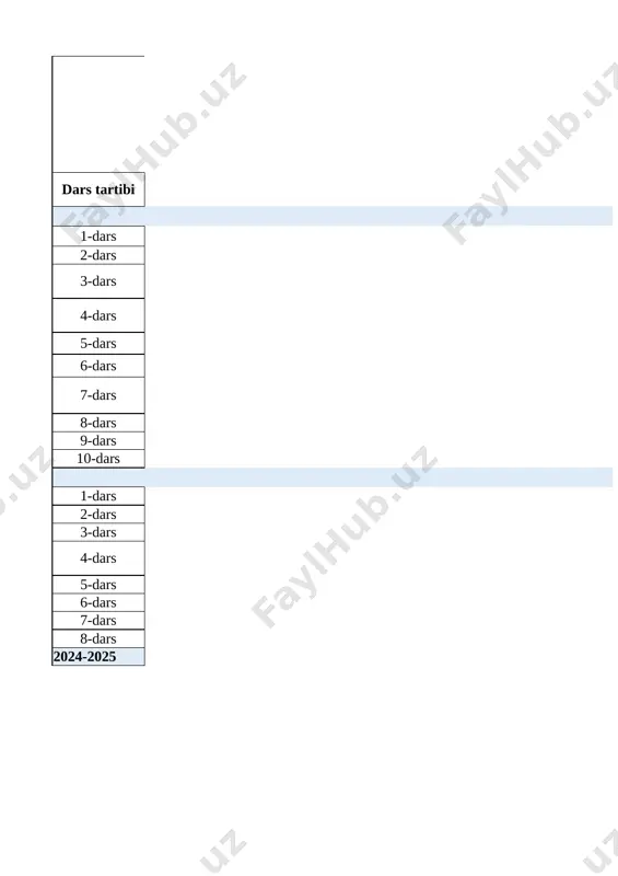 texnologiya 8-sinf td — XLSX