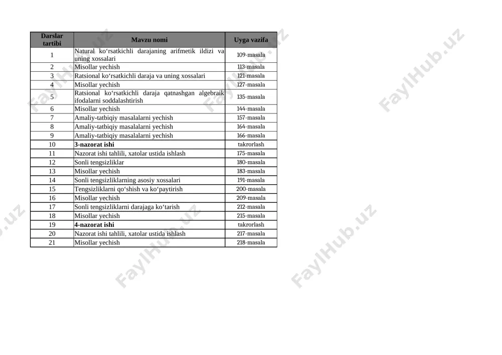 8-sinf algebra 2-chorak @e_baza_ishreja — XLSX