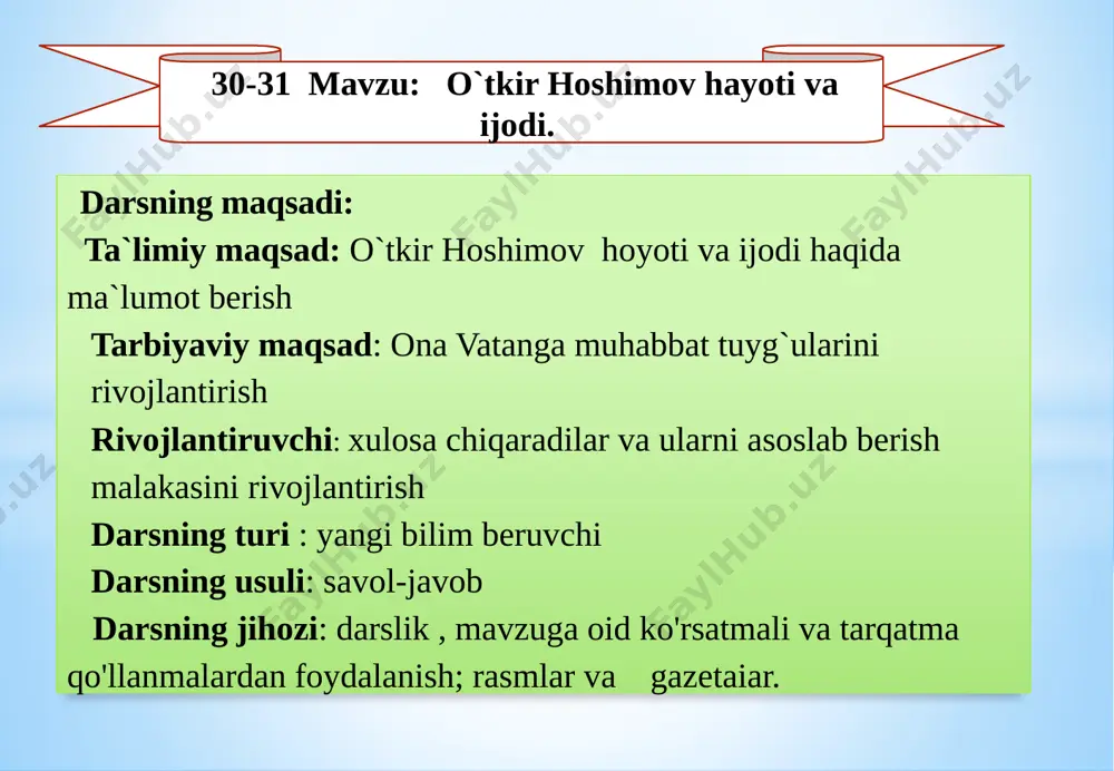 o`tkir hoshimov hayoti va ijodi (aim.uz) — PPTX
