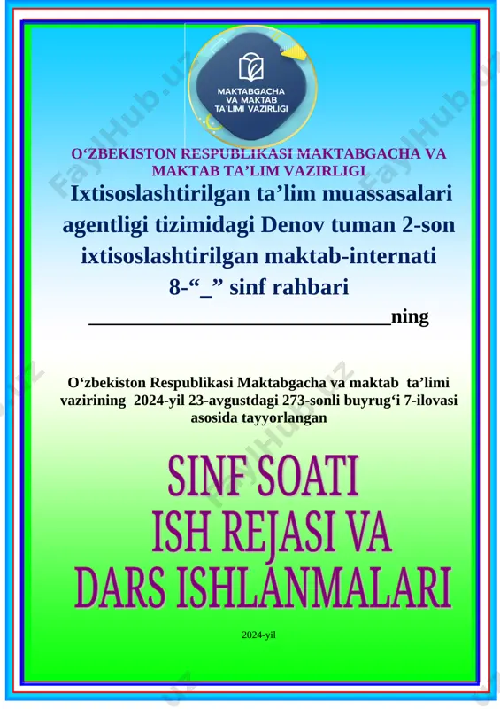 8-sinf sinf soati ish reja va konspekti 2024 — DOC