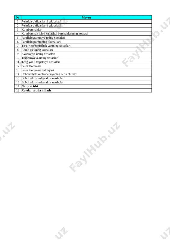 8-sinf geometriya 1-chorak — XLSX