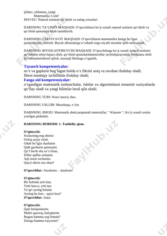 5-sinf matematika 08-09.natural sonlarni qo’shish+ — DOCX