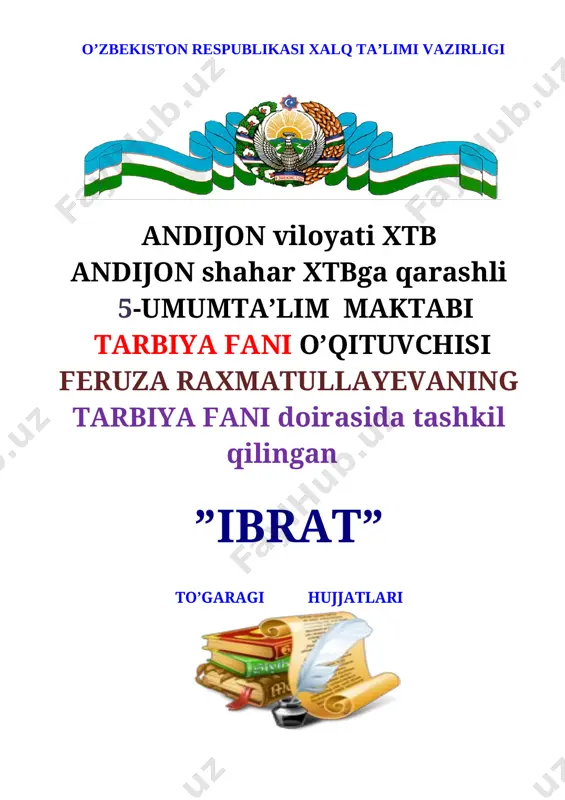 ibrat_to'garak_mashg'uloti_feruza_raxmatullayeva_rahbarligida — DOCX