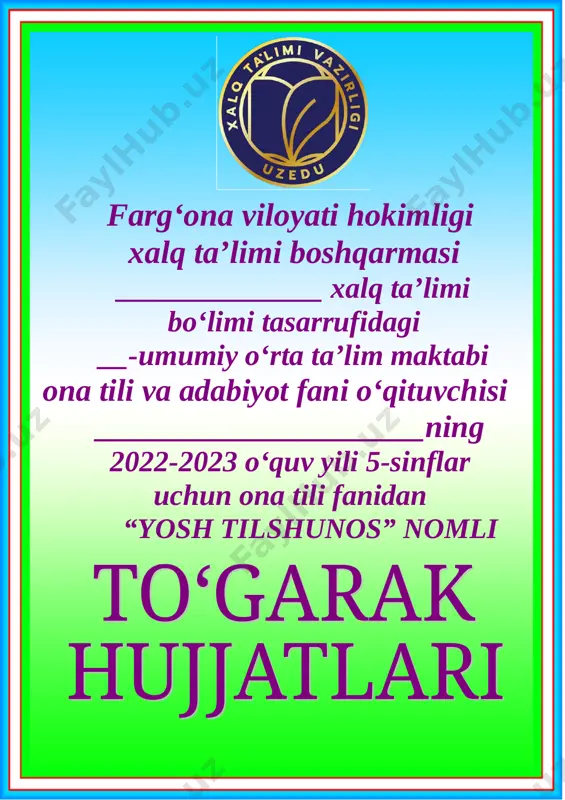 ona tili to'garak 5-sinf 68 soat — DOC